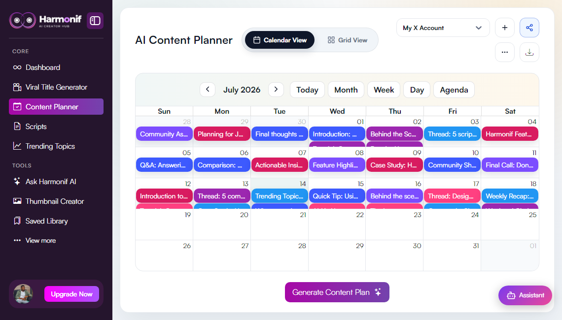 Harmonif AI Hub - Content Planner